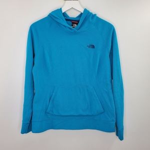 The North Face Blue Logo Hooded Fleece Pullover Sweater Cozy